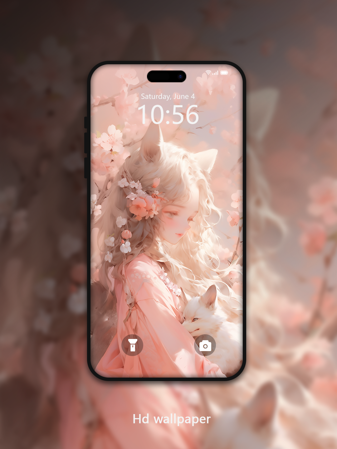 C058 · Oil Painting Style · Fox Fairy Phone Wallpaper