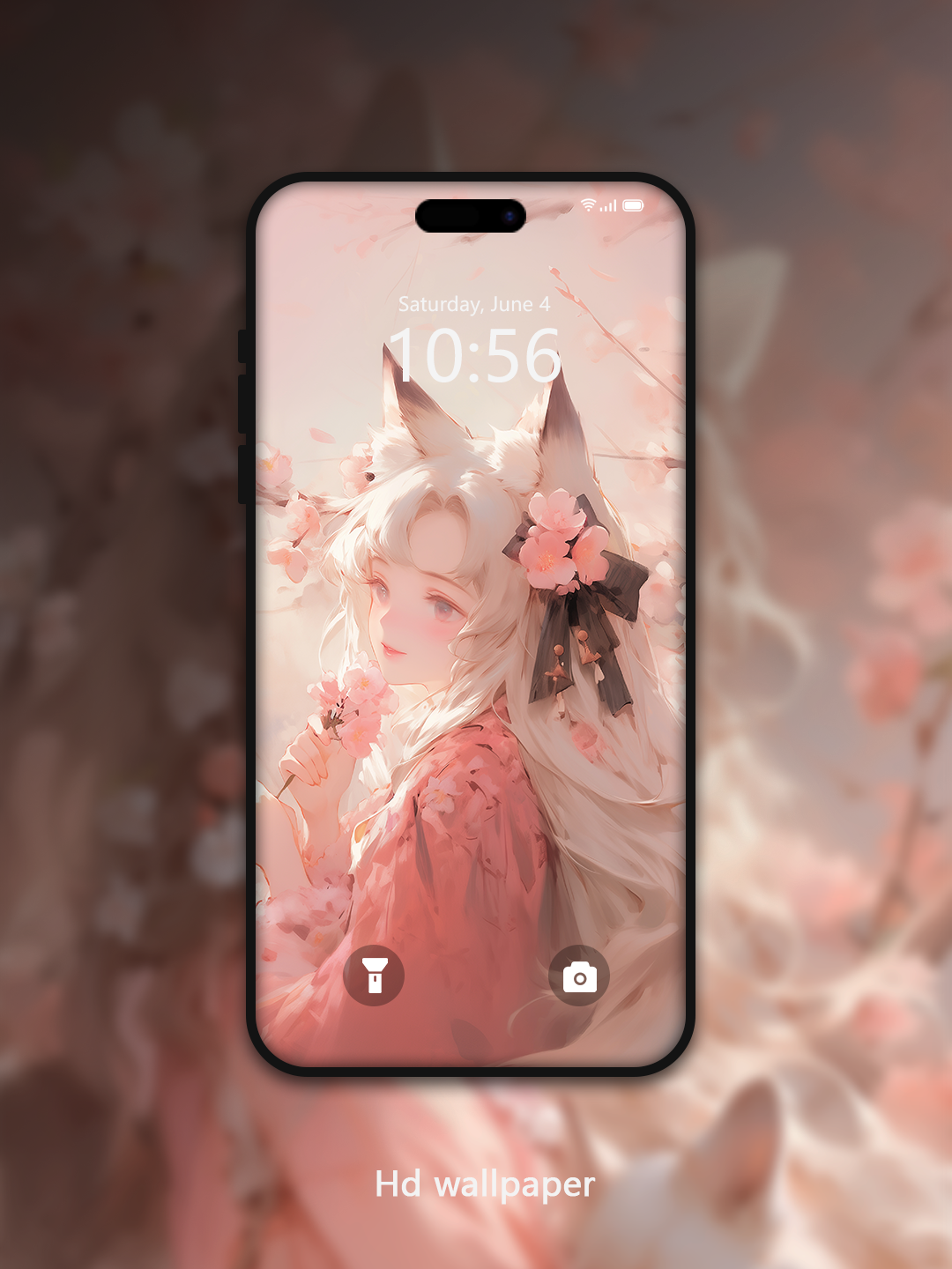 C058 · Oil Painting Style · Fox Fairy Phone Wallpaper