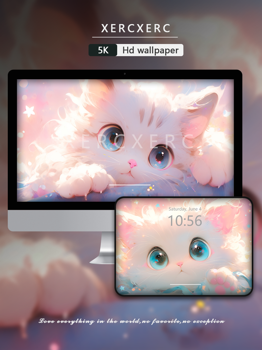 C011 · Healing ·Meow Blossom Computer Wallpaper