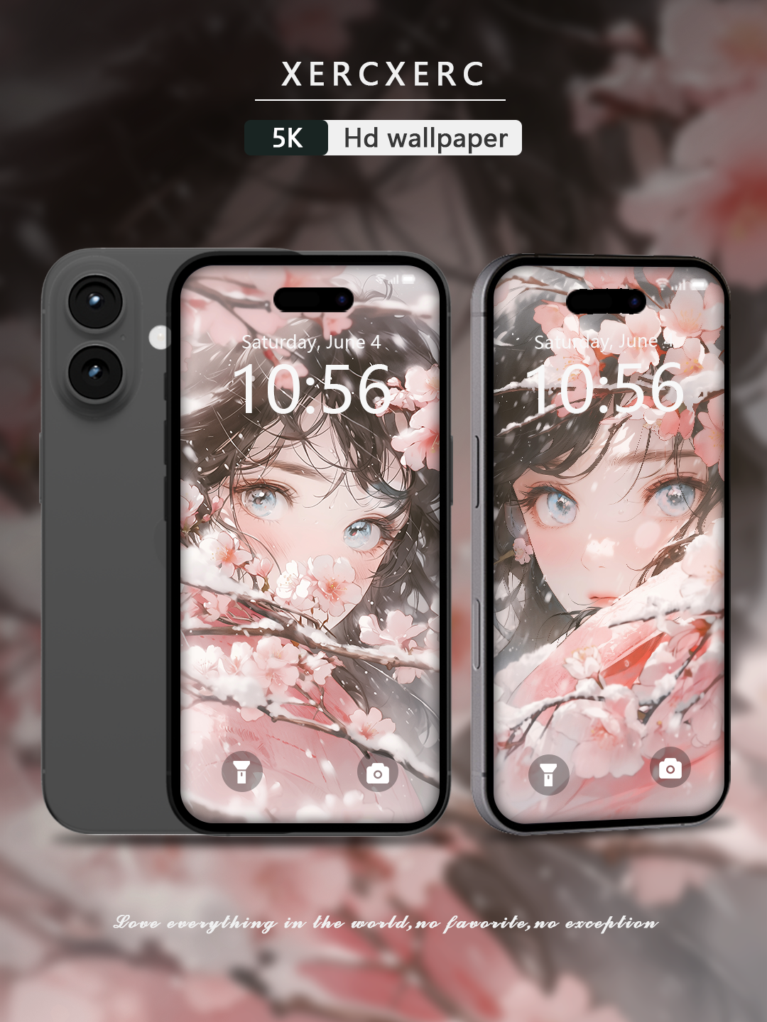 C045 · Ink Wash Style · Snow Cherry Phone Wallpaper