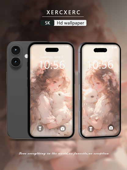 C040· Oil Painting Style · Bunny Slumber  Phone Wallpaper