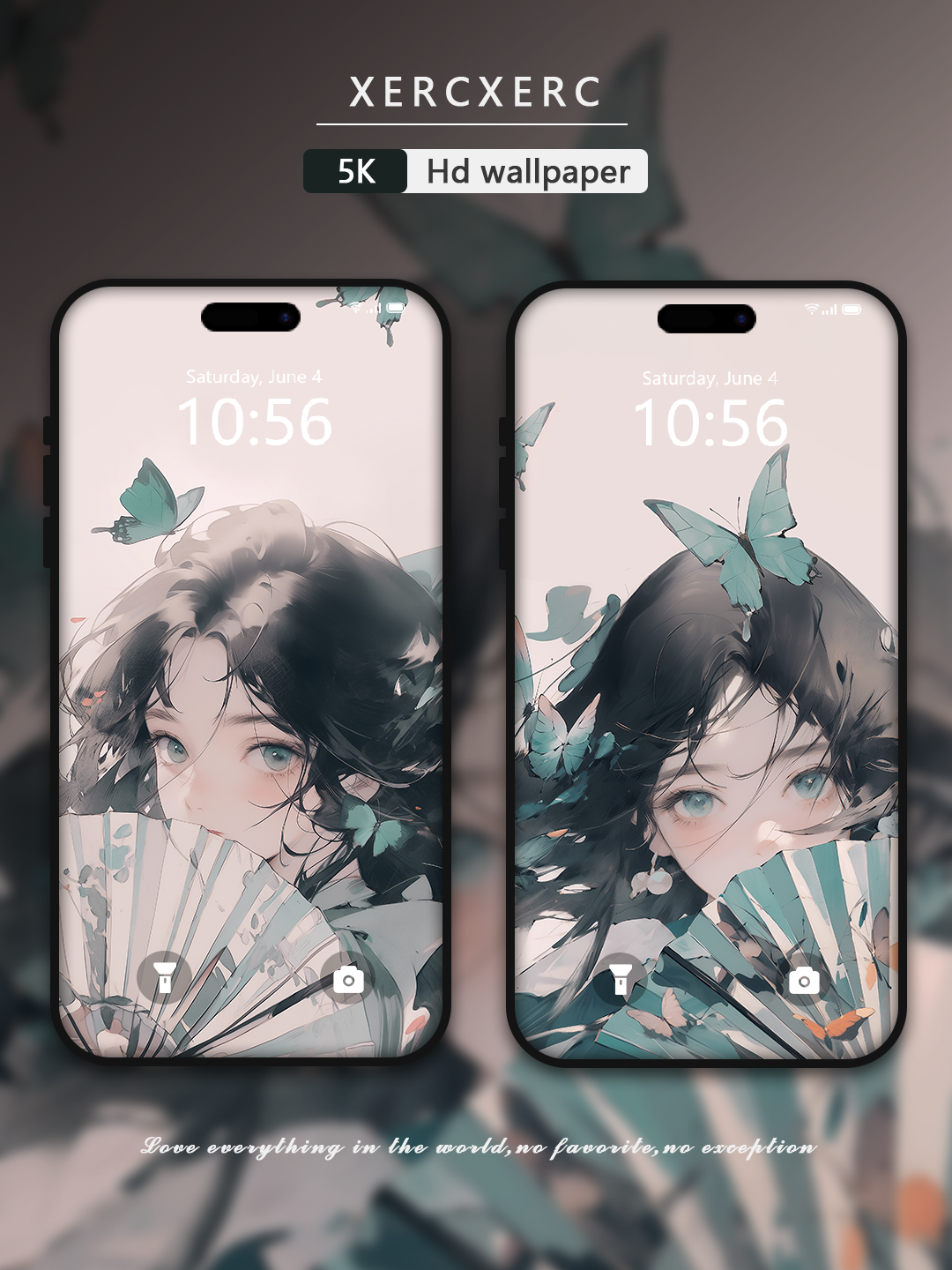 C037  · Ink Wash Style · Blue butterfly Phone Wallpaper