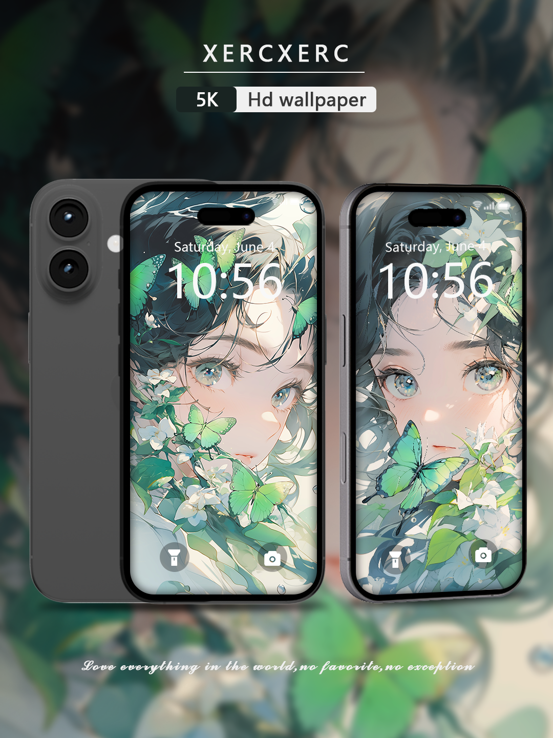 C055 · Ink Wash Style · Green Leaf  Phone Wallpaper