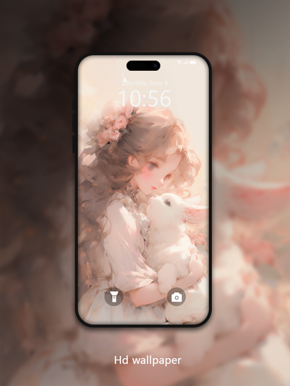 C040· Oil Painting Style · Bunny Slumber  Phone Wallpaper