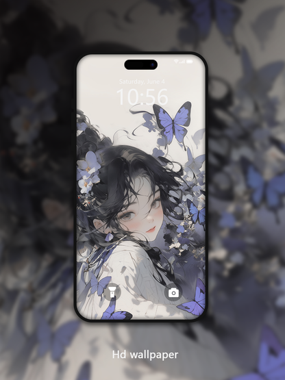 C032 · Ink Wash Style · Butterfly Meaning Phone Wallpaper