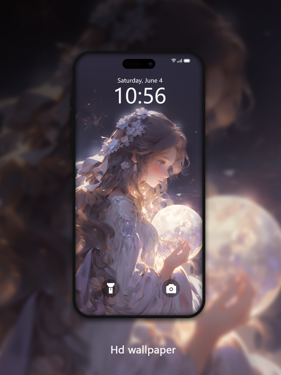 C046 · Oil Painting Style · Evening Moon  Phone Wallpaper