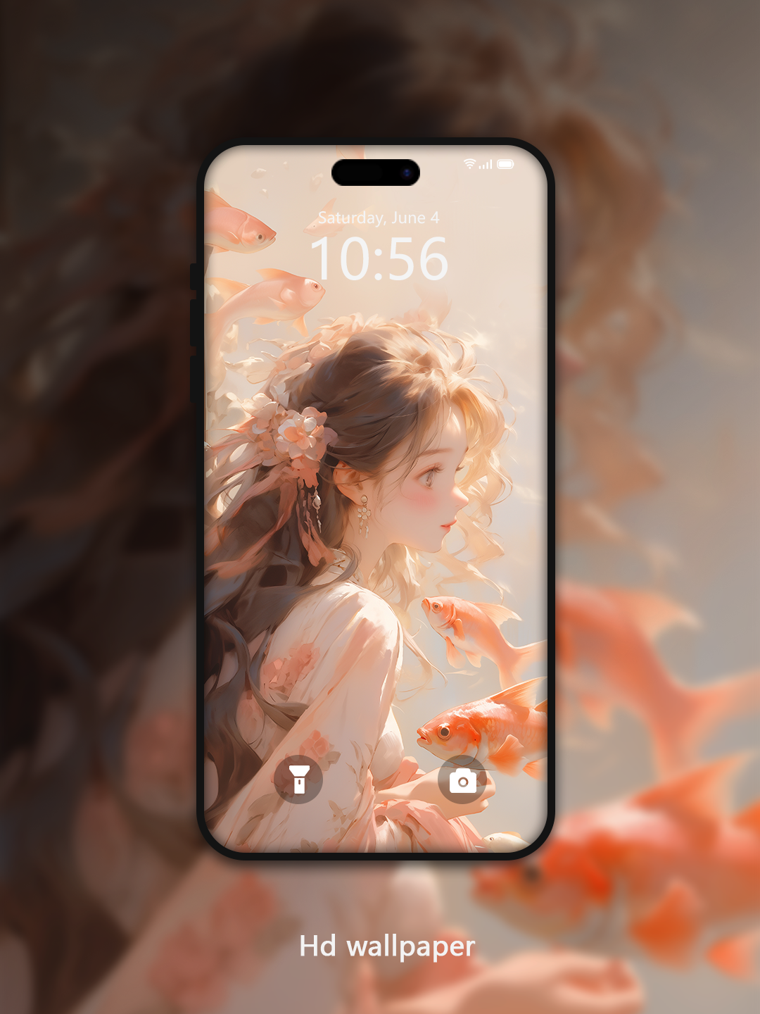 C035 · Oil Painting Style · Koi Carp Phone Wallpaper