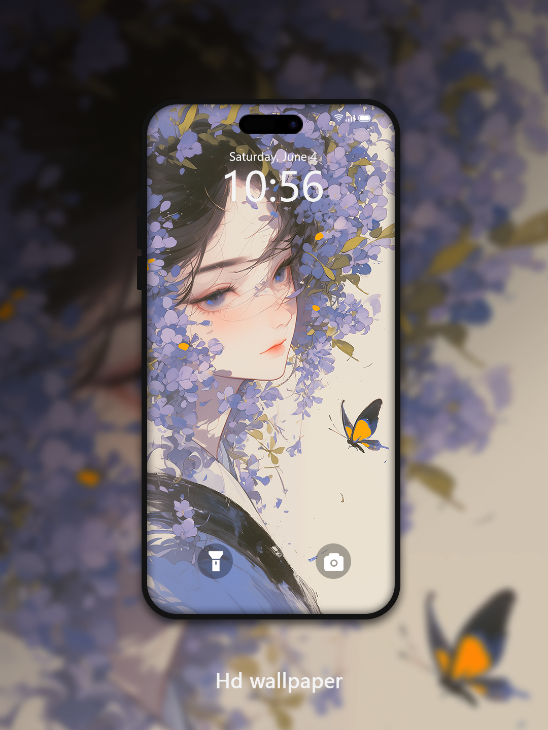 C039· Ink Wash Style · Purple Kite  Phone Wallpaper