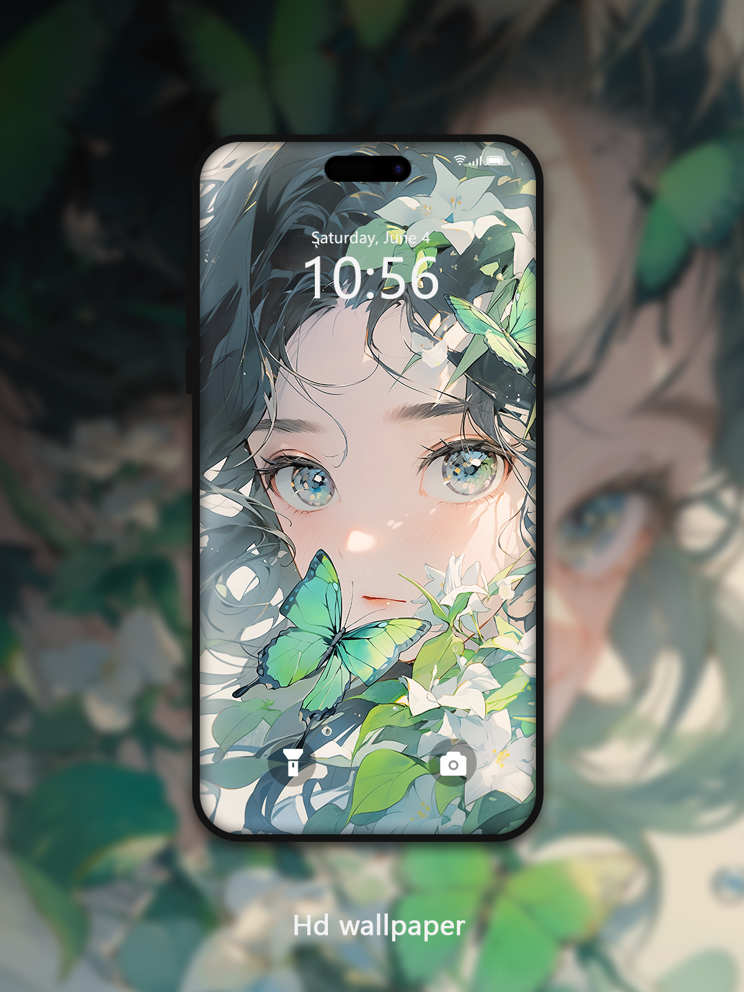 C055 · Ink Wash Style · Green Leaf  Phone Wallpaper