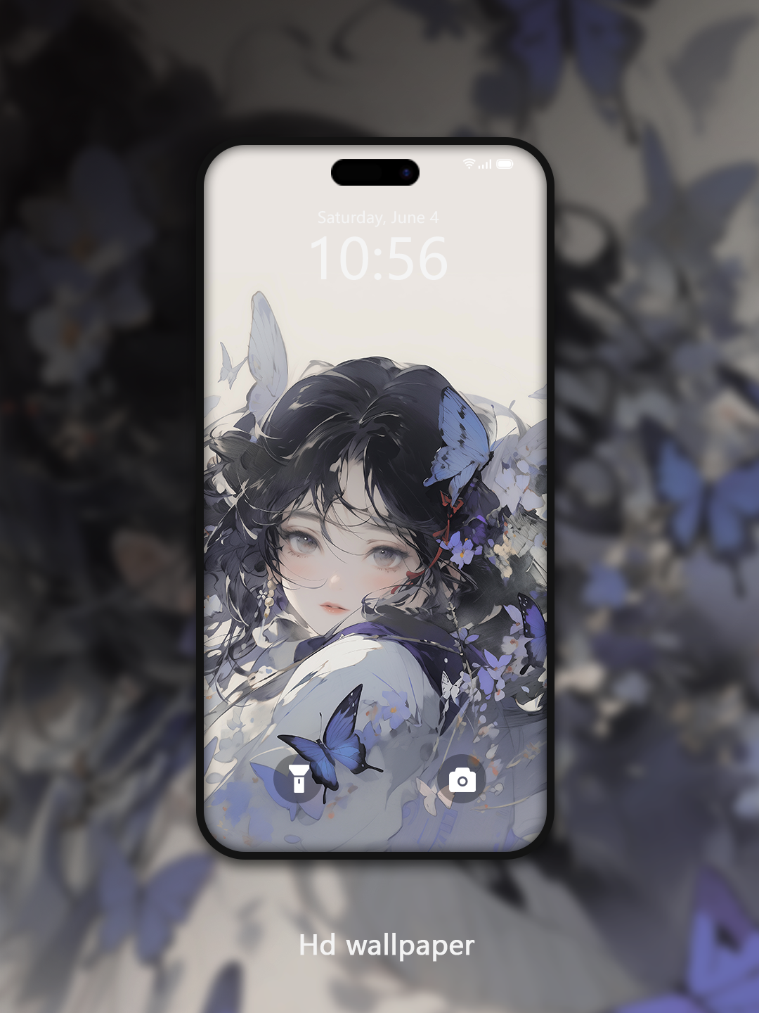 C032 · Ink Wash Style · Butterfly Meaning Phone Wallpaper