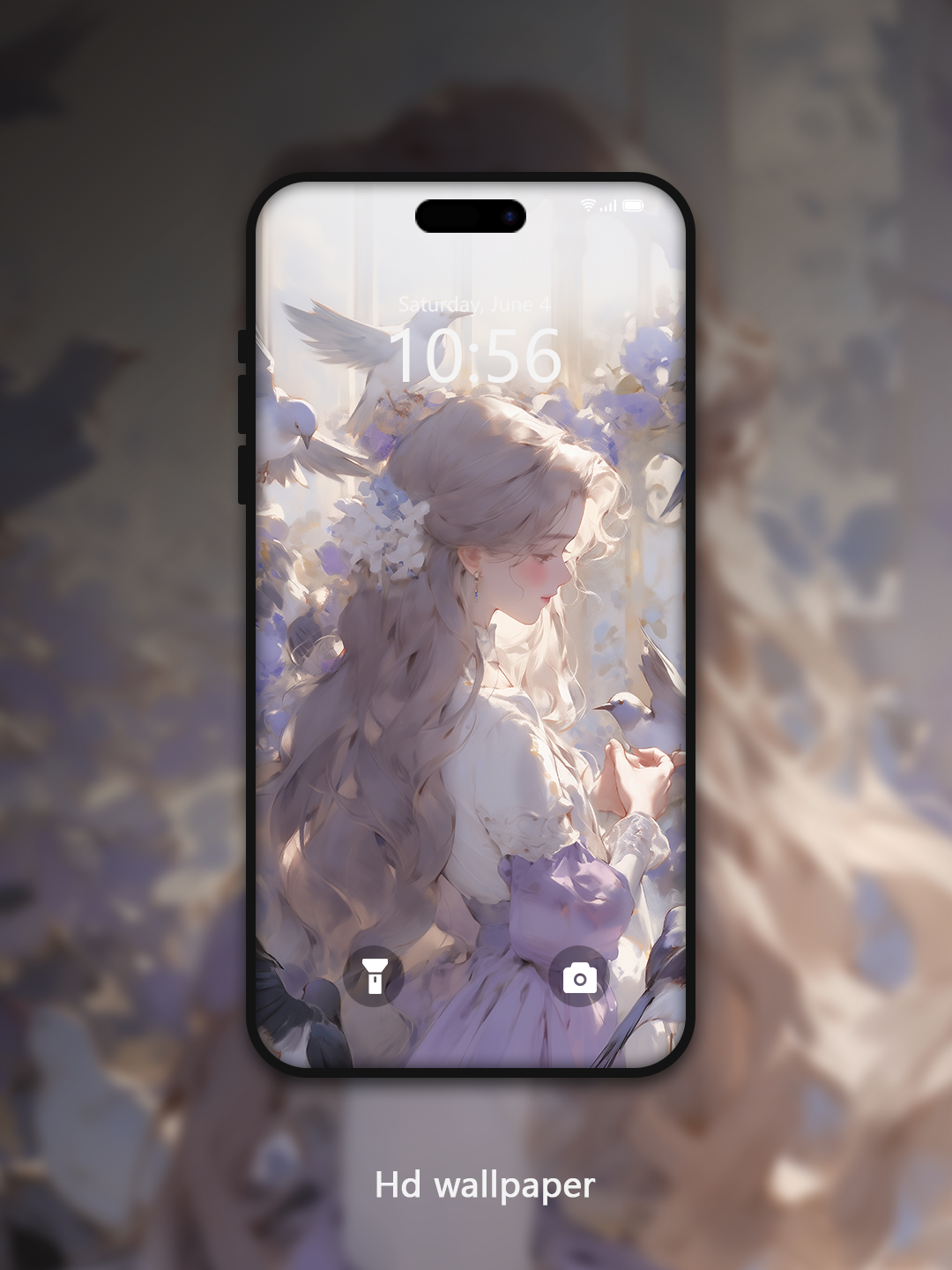 C048 · Oil Painting Style · Listening to bird  Phone Wallpaper