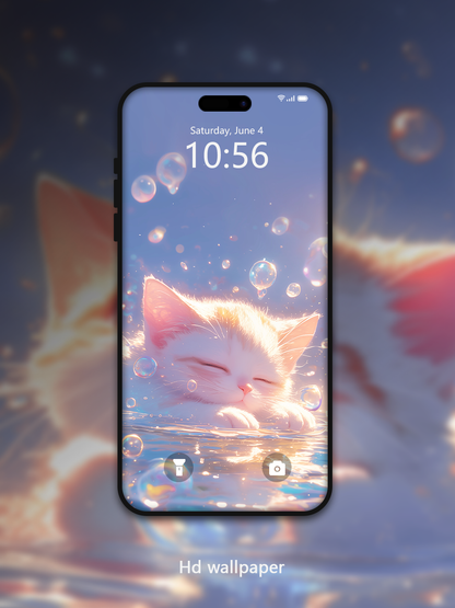 C038 · Healing · Floating Cat Phone Wallpaper